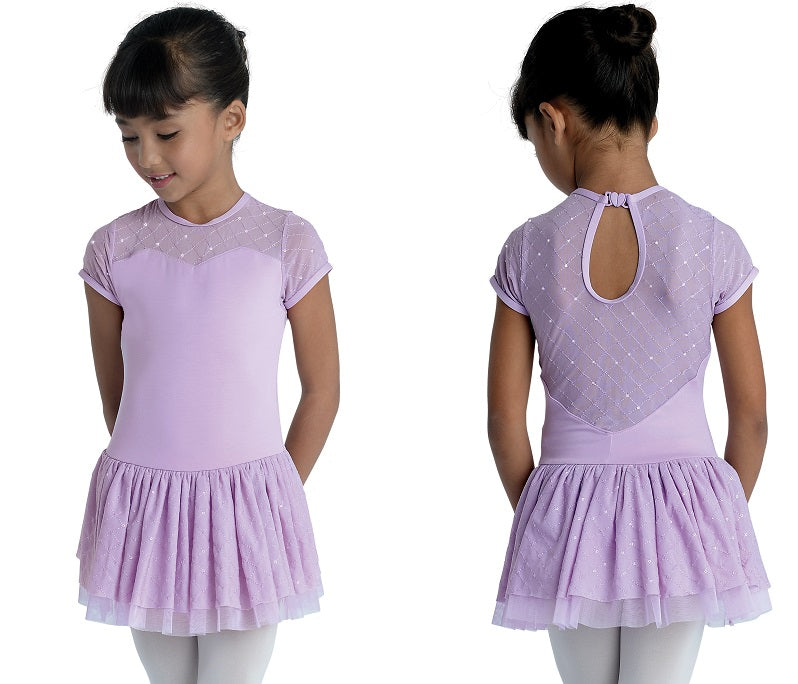 20202C-Short Sleeve Dress Clear Sequin