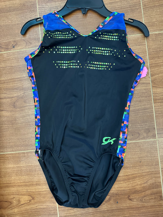 Pre-Owned Gymnastics Leotard Small Adult Colorful GK Elite Sparkles
