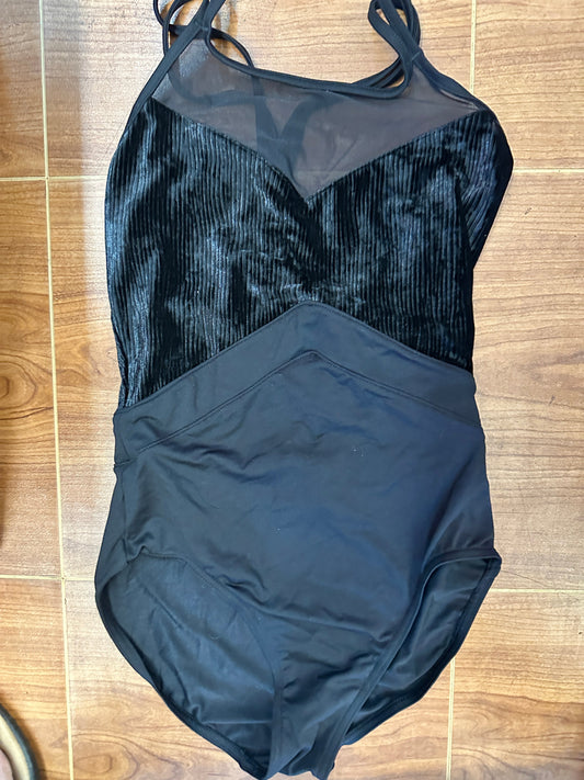 Pre-Owned Leotard Bloch Medium Adult Black Velvet Lycra Jazz Ballet