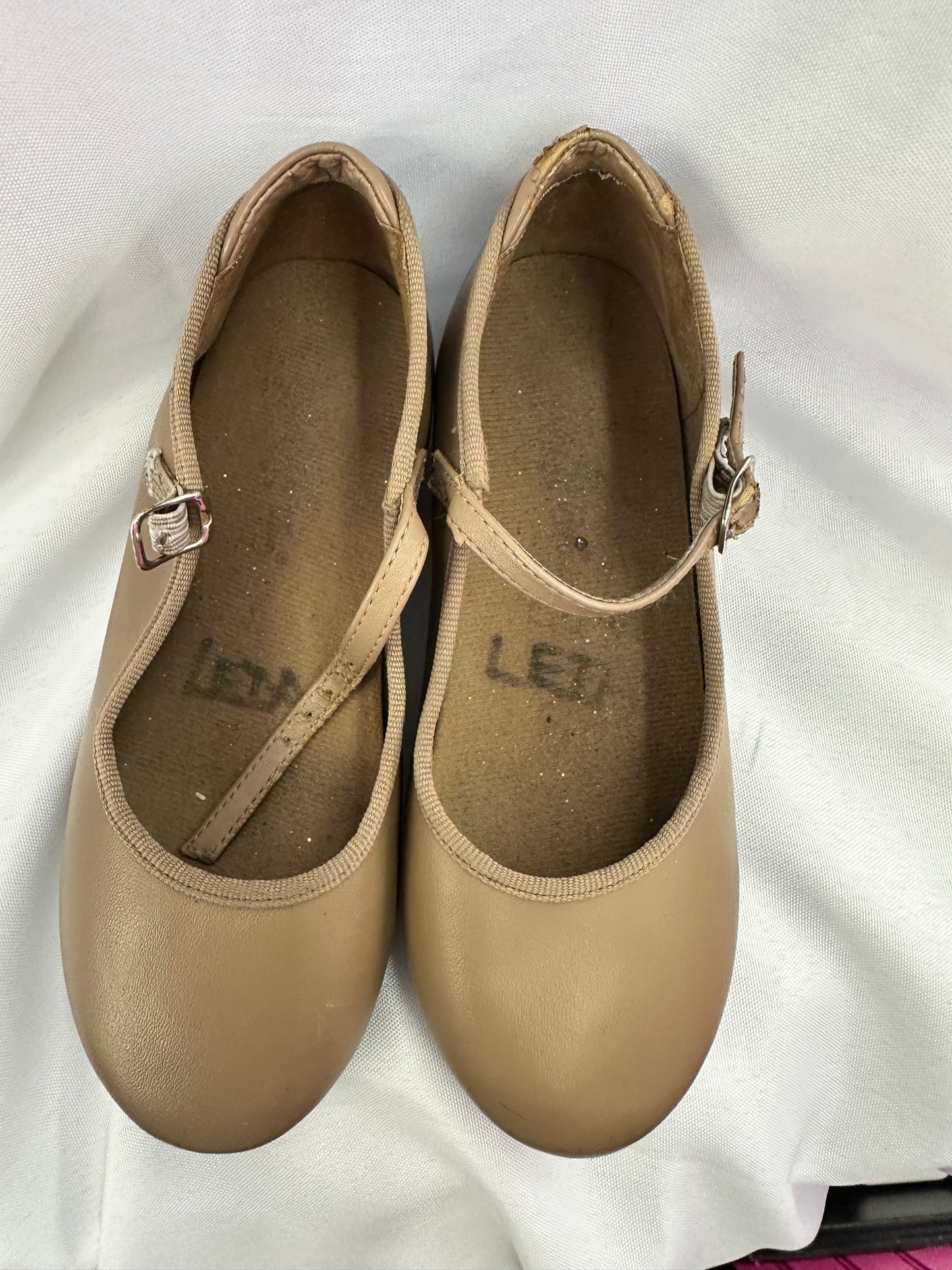Pre-Owned Tap Shoes Dancing Fair Girl's 13M Mary Jane Leather Buckle
