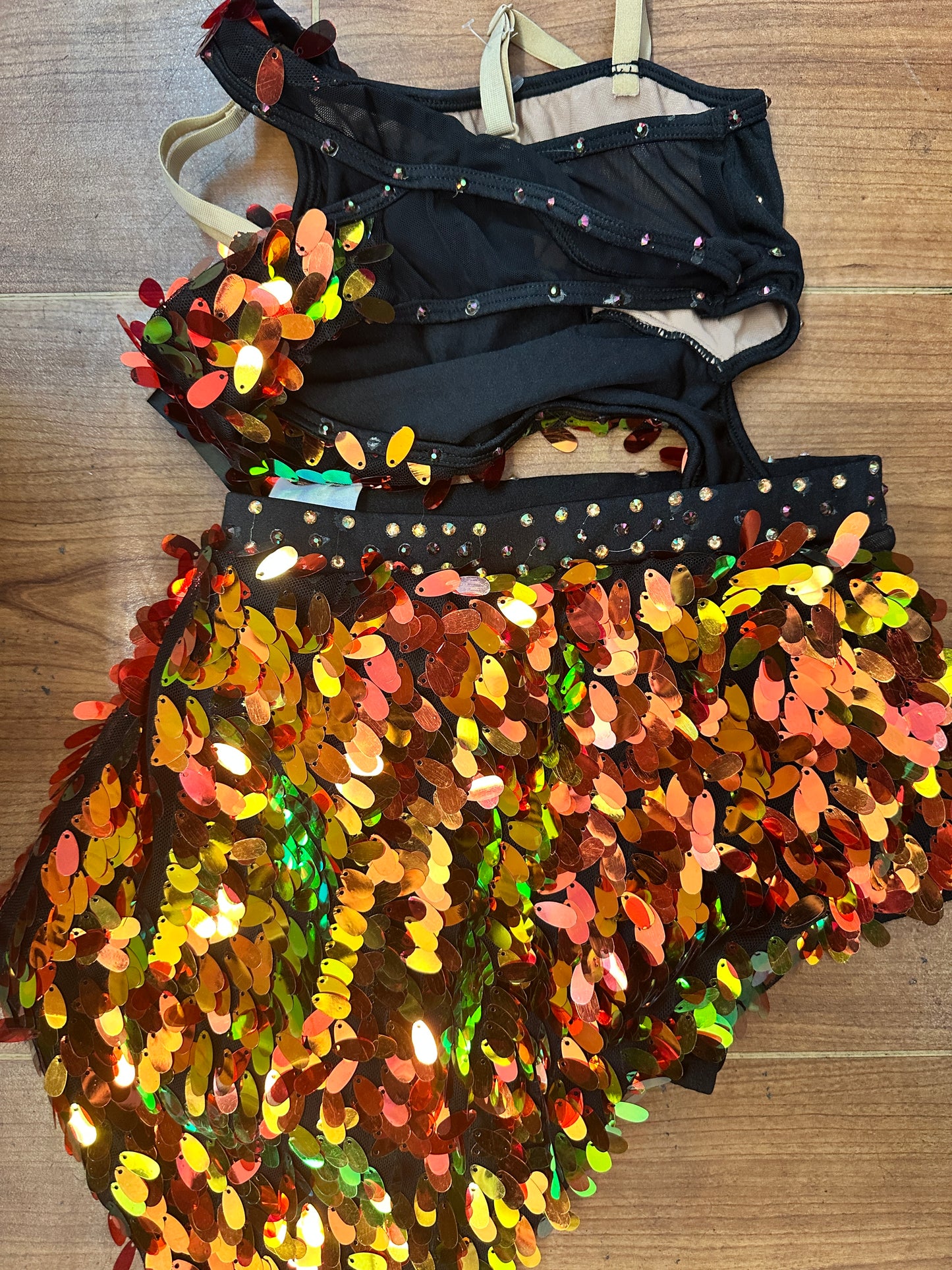 Pre-Owned Costume Medium Child Orange 10th House TH24158 Jazz Tap Acro Musical Theater Sequin Dress