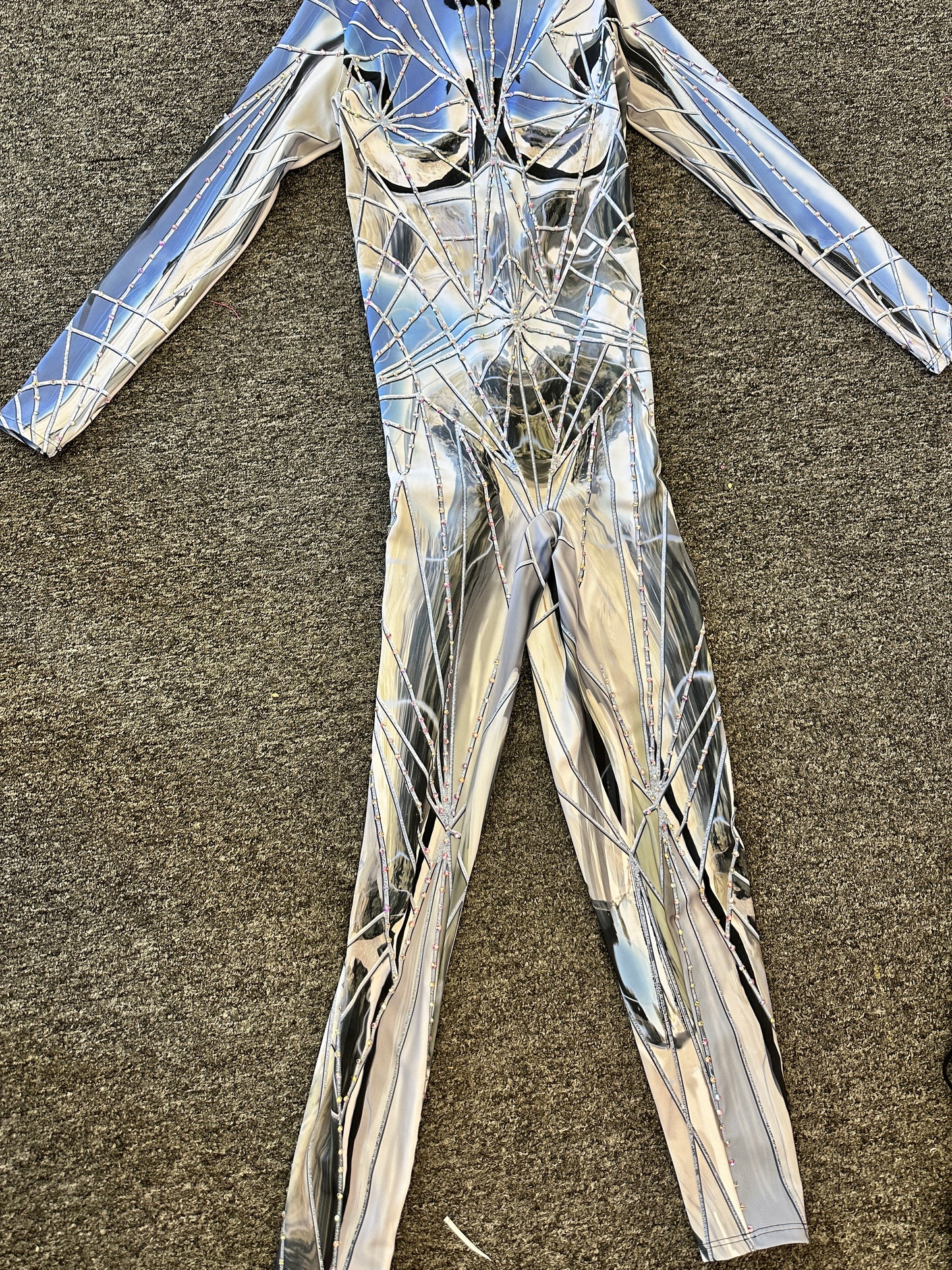 Pre-Owned Costume XS Adult Blue Space Badinka Covered in Rhinestones Full Body Jazz Tap Latin Musical Theater Acro