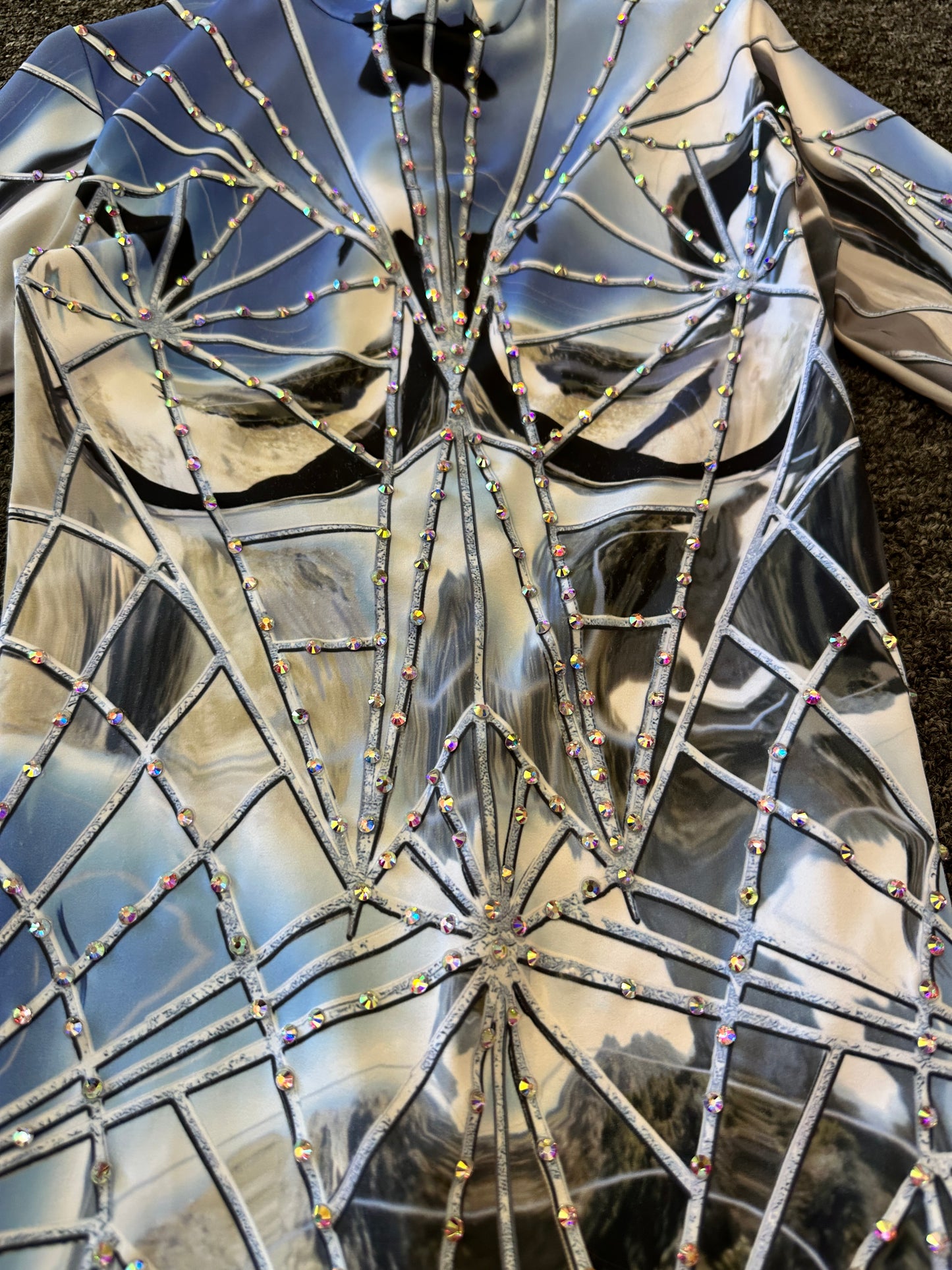 Pre-Owned Costume XS Adult Blue Space Badinka Covered in Rhinestones Full Body Jazz Tap Latin Musical Theater Acro