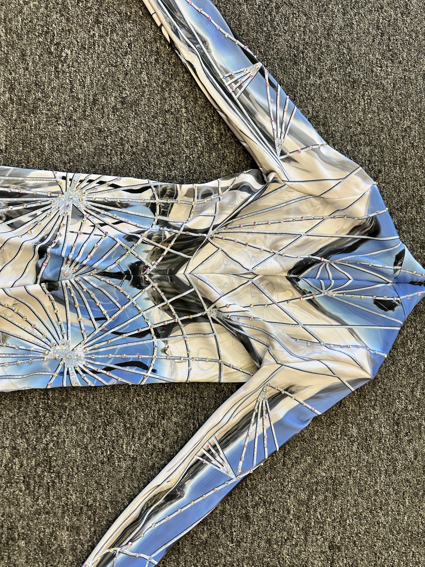 Pre-Owned Costume XS Adult Blue Space Badinka Covered in Rhinestones Full Body Jazz Tap Latin Musical Theater Acro