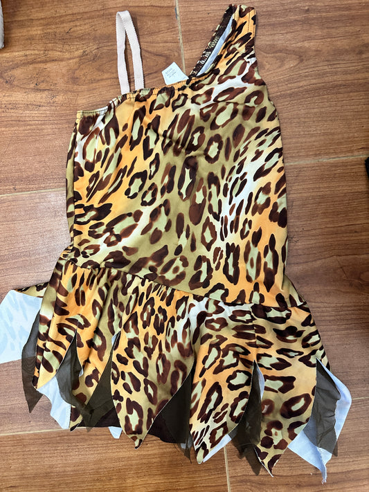 Pre-Owned Costume Medium Child Brown A Wish Come True V389 Jazz Tap Acro Character Animal Print One shoulder biketard