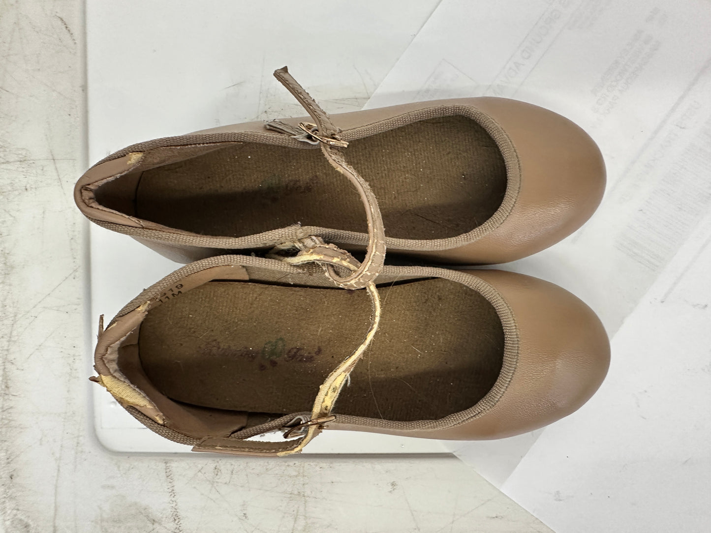 Pre-Owned Tap Shoes Danshuz 753 Little Kids 11M Tan Mary Jane Buckle
