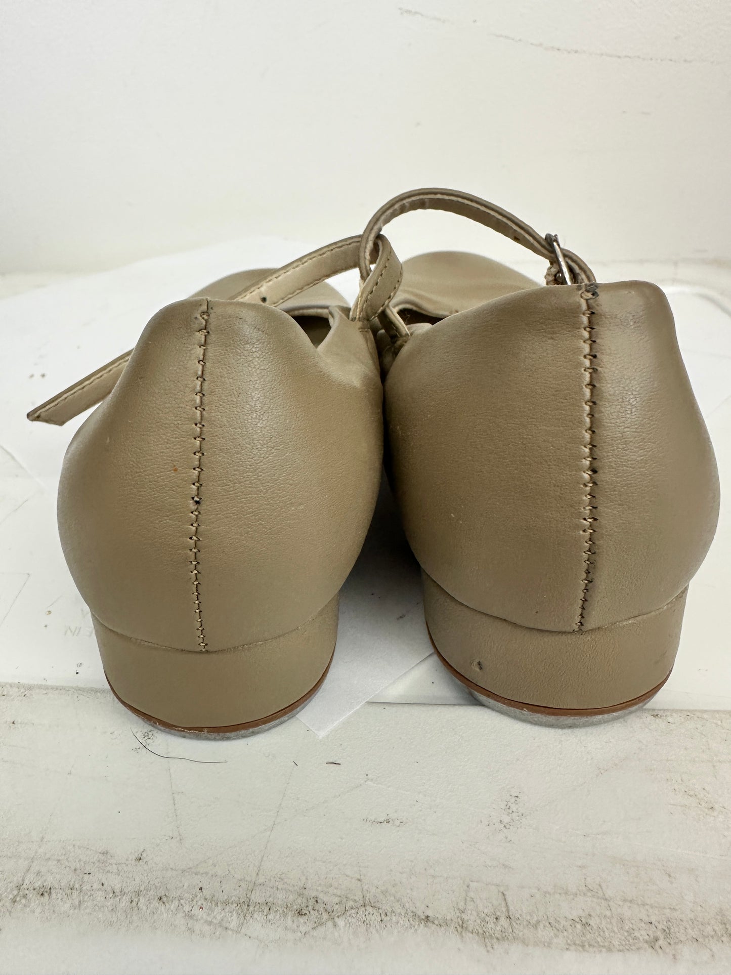 Pre-Owned Tap Shoes Dance Class Kids 1.5M Tan Mary Jane Buckle Strap