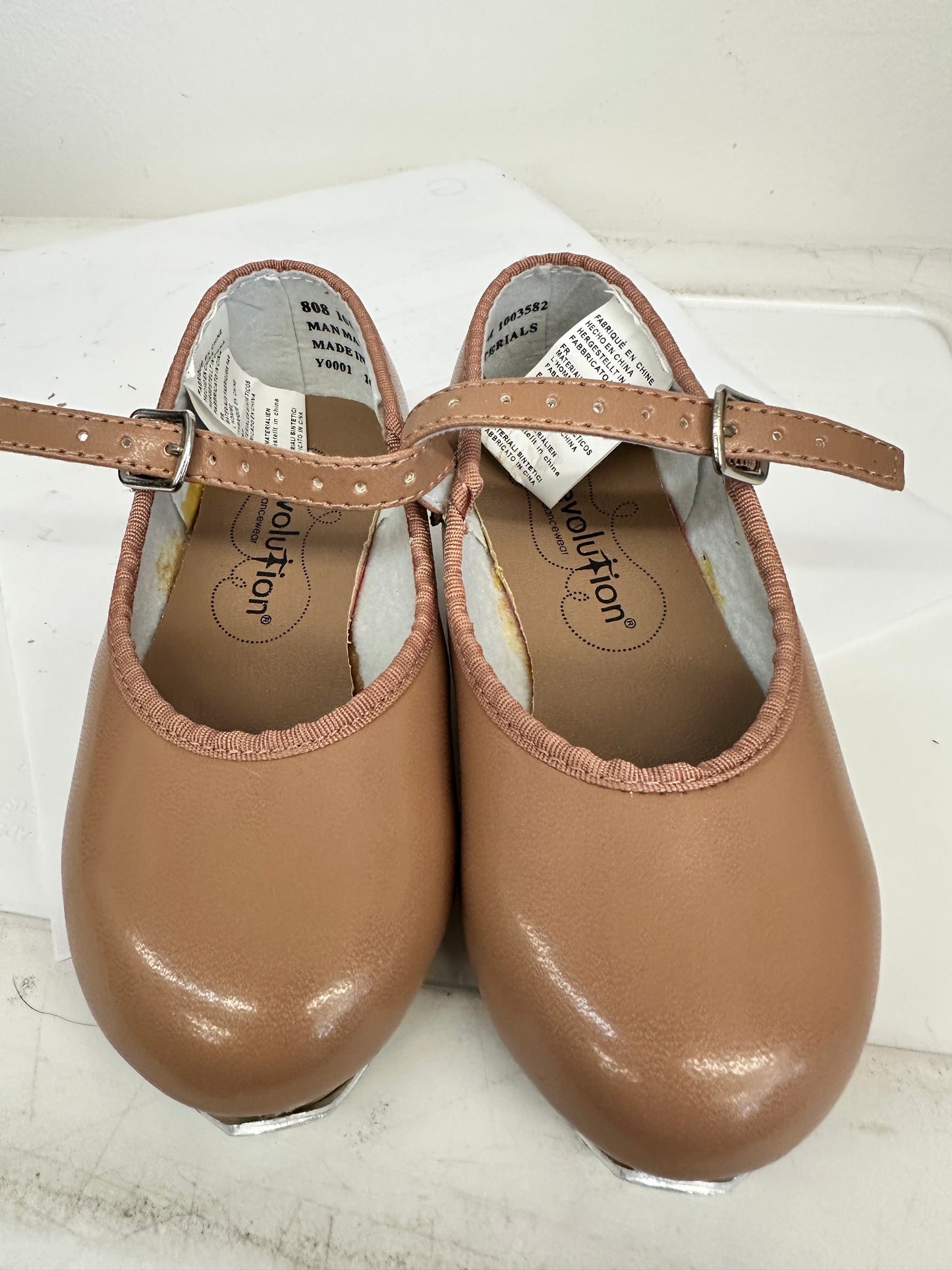 Pre-Owned Tap Shoes Revolution Style 808 10M Child Mary Jane Buckle Tan