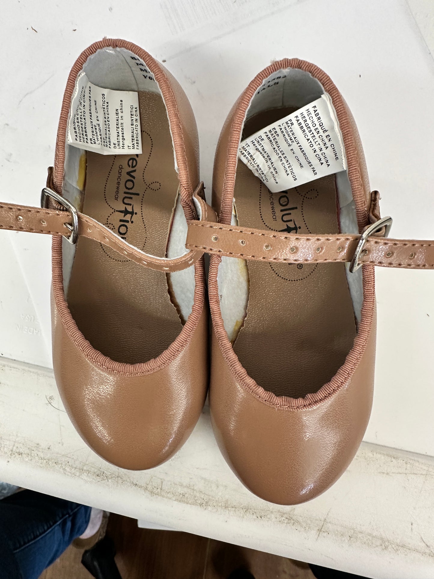 Pre-Owned Tap Shoes Revolution Style 808 10M Child Mary Jane Buckle Tan