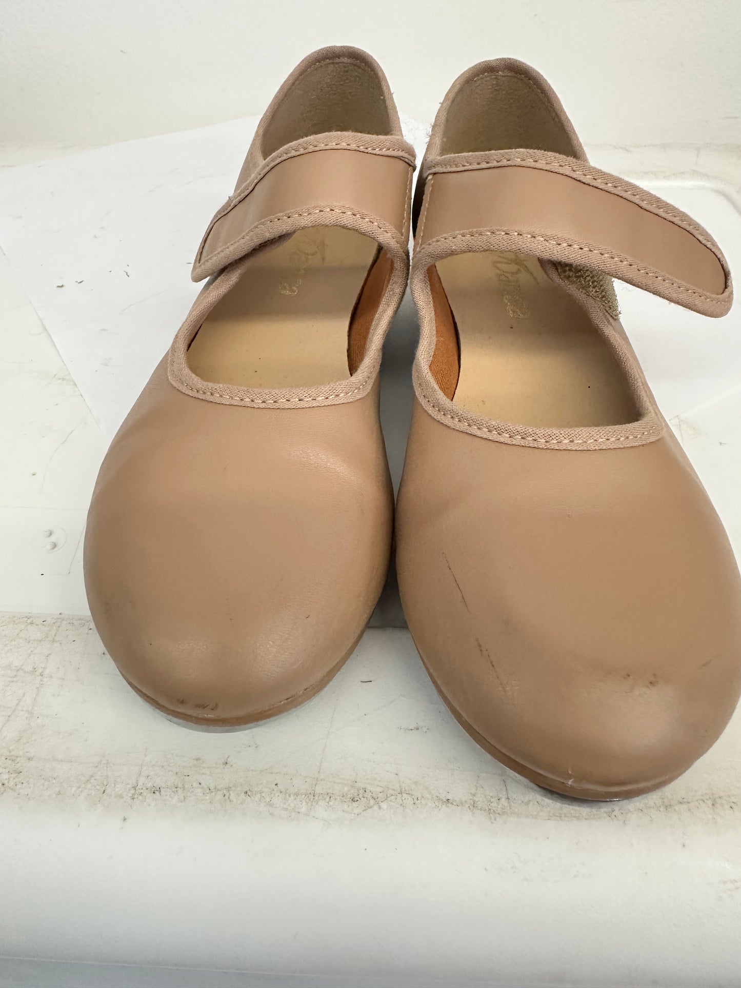 Pre-Owned Tan Tap Shoes SoDanca Child 13.5M Mary Jane Leather Loop Strap