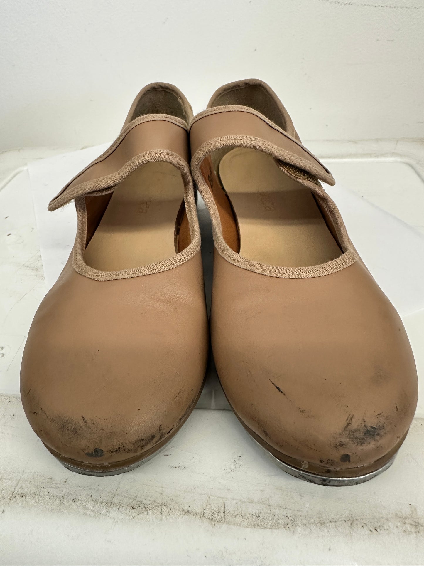 Pre-Owned Tan Tap Shoes SoDanca Youth 4.5M Mary Jane Leather Loop Strap