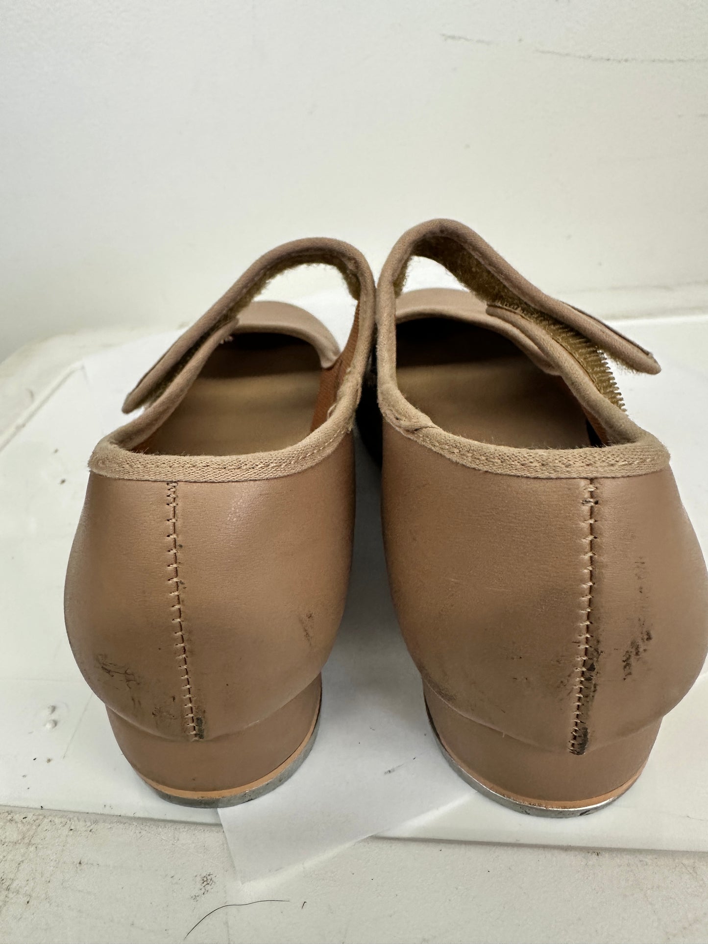 Pre-Owned Tan Tap Shoes SoDanca Youth 4.5M Mary Jane Leather Loop Strap