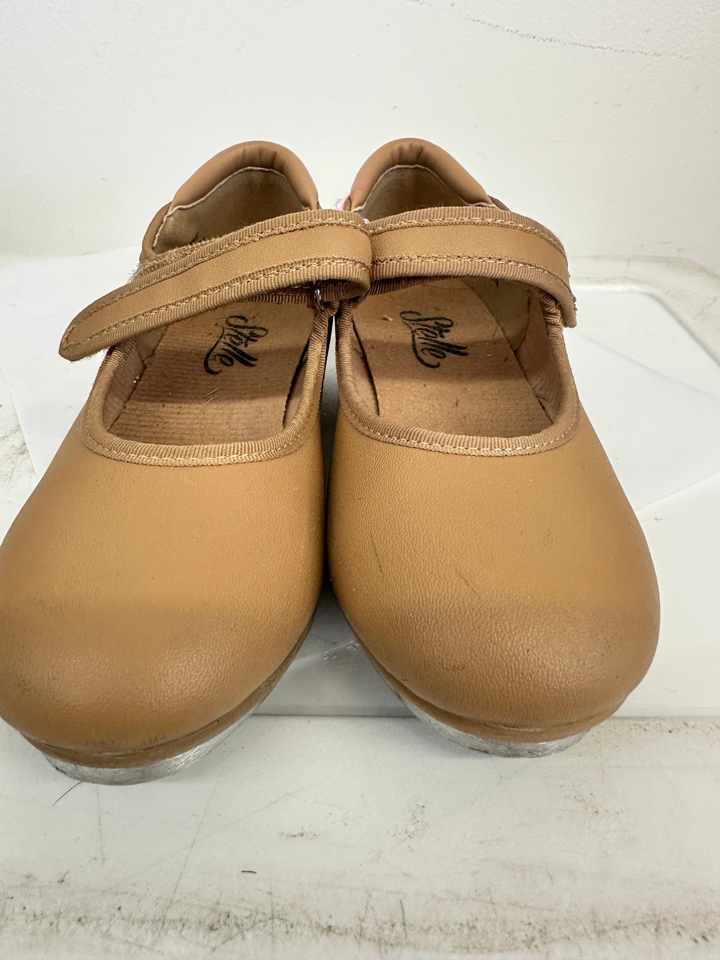 Pre-Owned Dance Tap Shoes Stelle Kids 12M Mary Jane easy Strap Tan