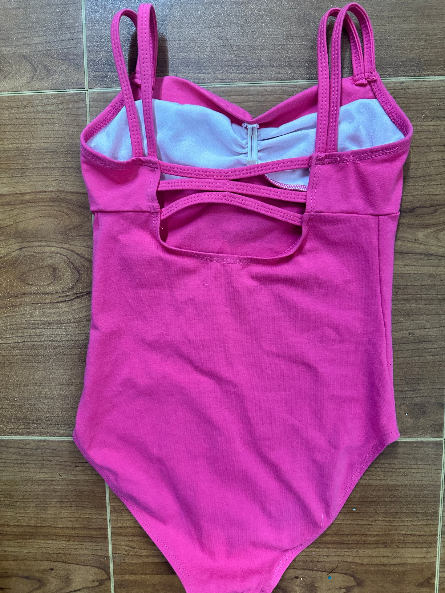 Pre-Owned Leotard Large Child 8-10 PINK Alice Roma Strappy Cotton Ballet Jazz