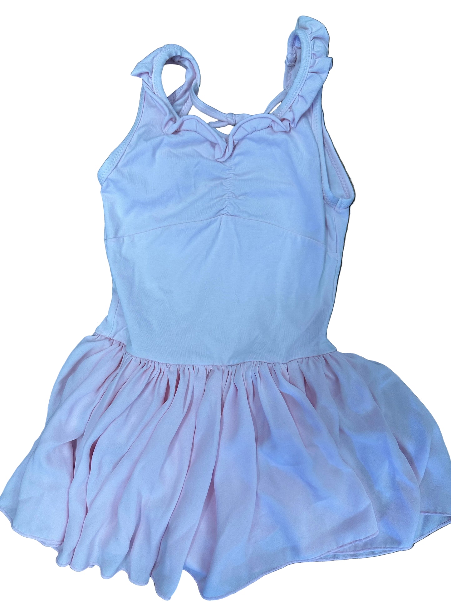 Pre-Owned Leotard Dress Danz N Motion 20206C Lt Pink 8-10 Criss Cross Back Ballet Tap