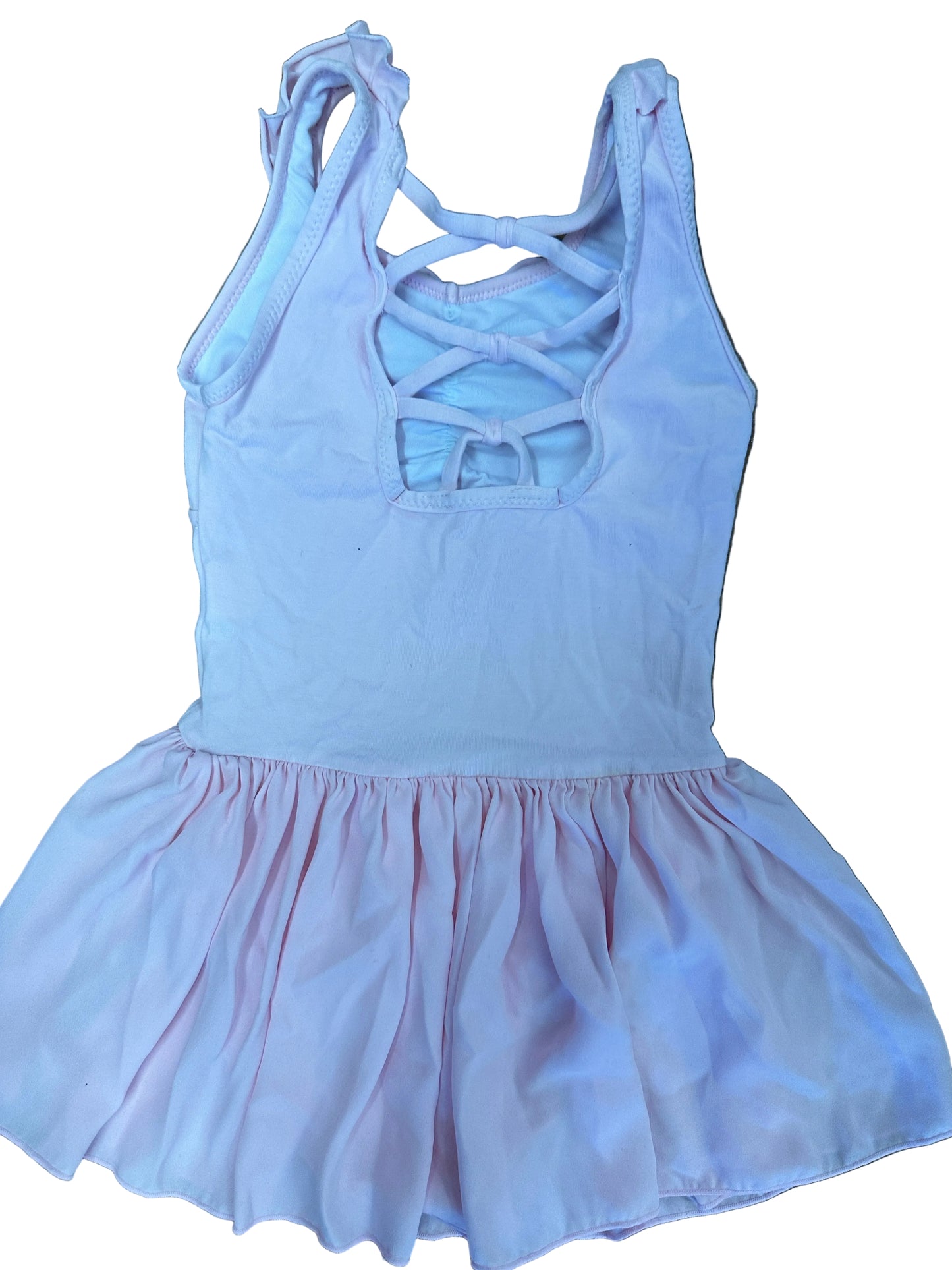 Pre-Owned Leotard Dress Danz N Motion 20206C Lt Pink 8-10 Criss Cross Back Ballet Tap