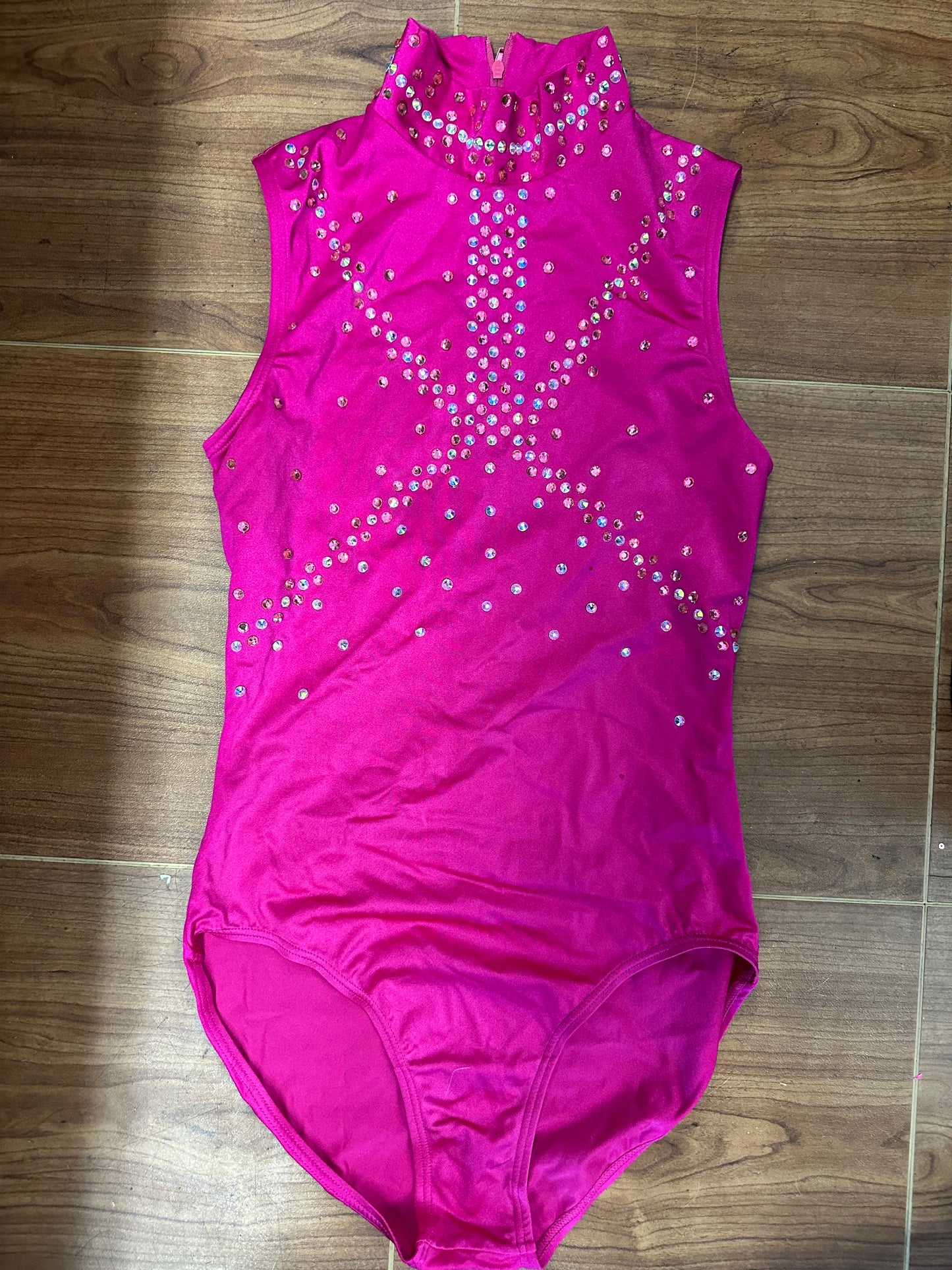 Pre-Owned Costume Leotard Medium Adult Pink Weissman 14847 TONS OF STONES