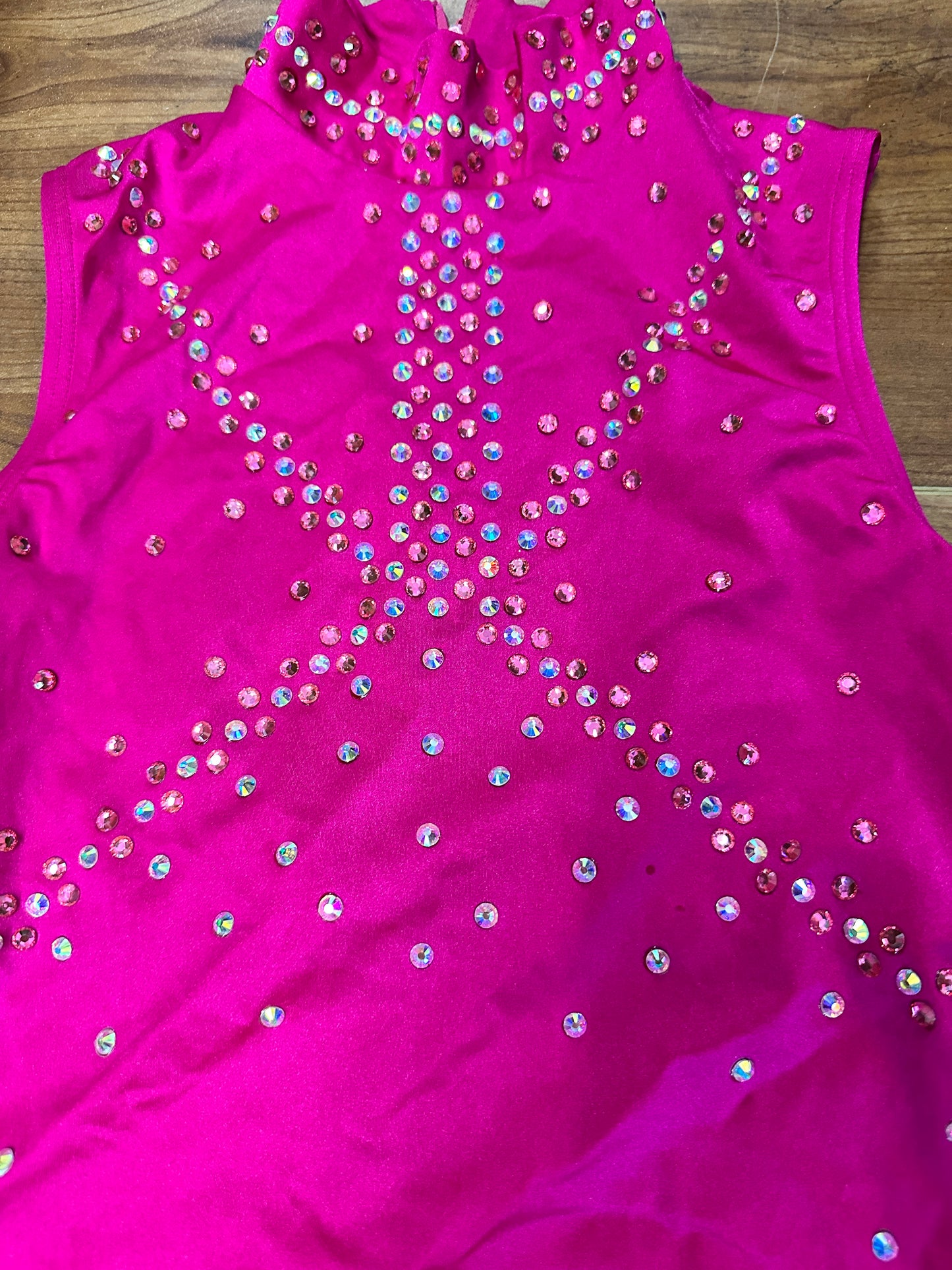 Pre-Owned Costume Leotard Medium Adult Pink Weissman 14847 TONS OF STONES