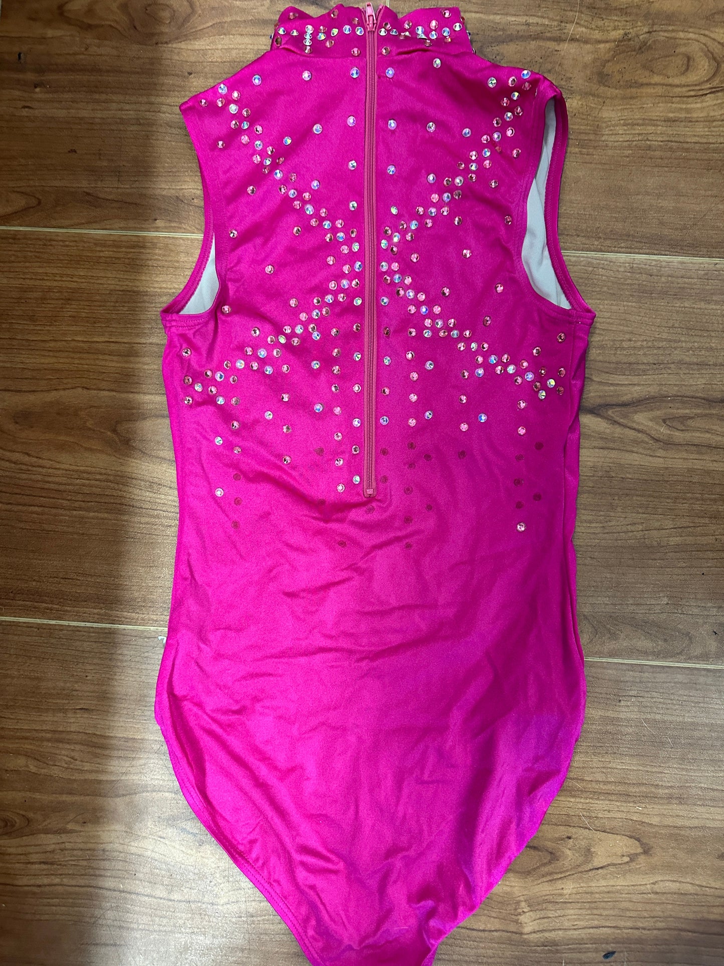 Pre-Owned Costume Leotard Medium Adult Pink Weissman 14847 TONS OF STONES