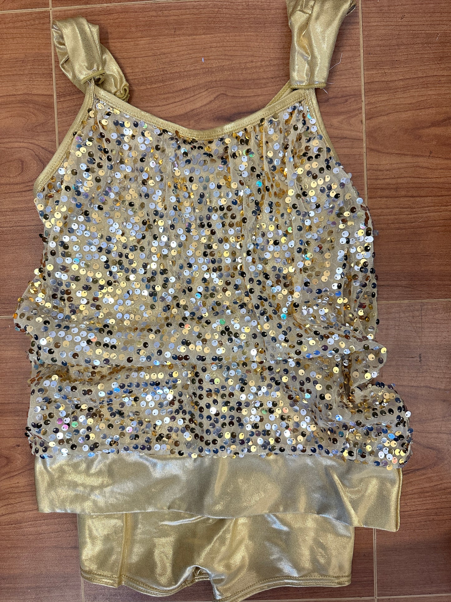 Pre-Owned Costume Weissman 6158 Large Child Gold Sequin Jazz Tap