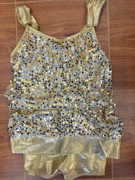Pre-Owned Costume Weissman 6158 Large Child Gold Sequin Jazz Tap