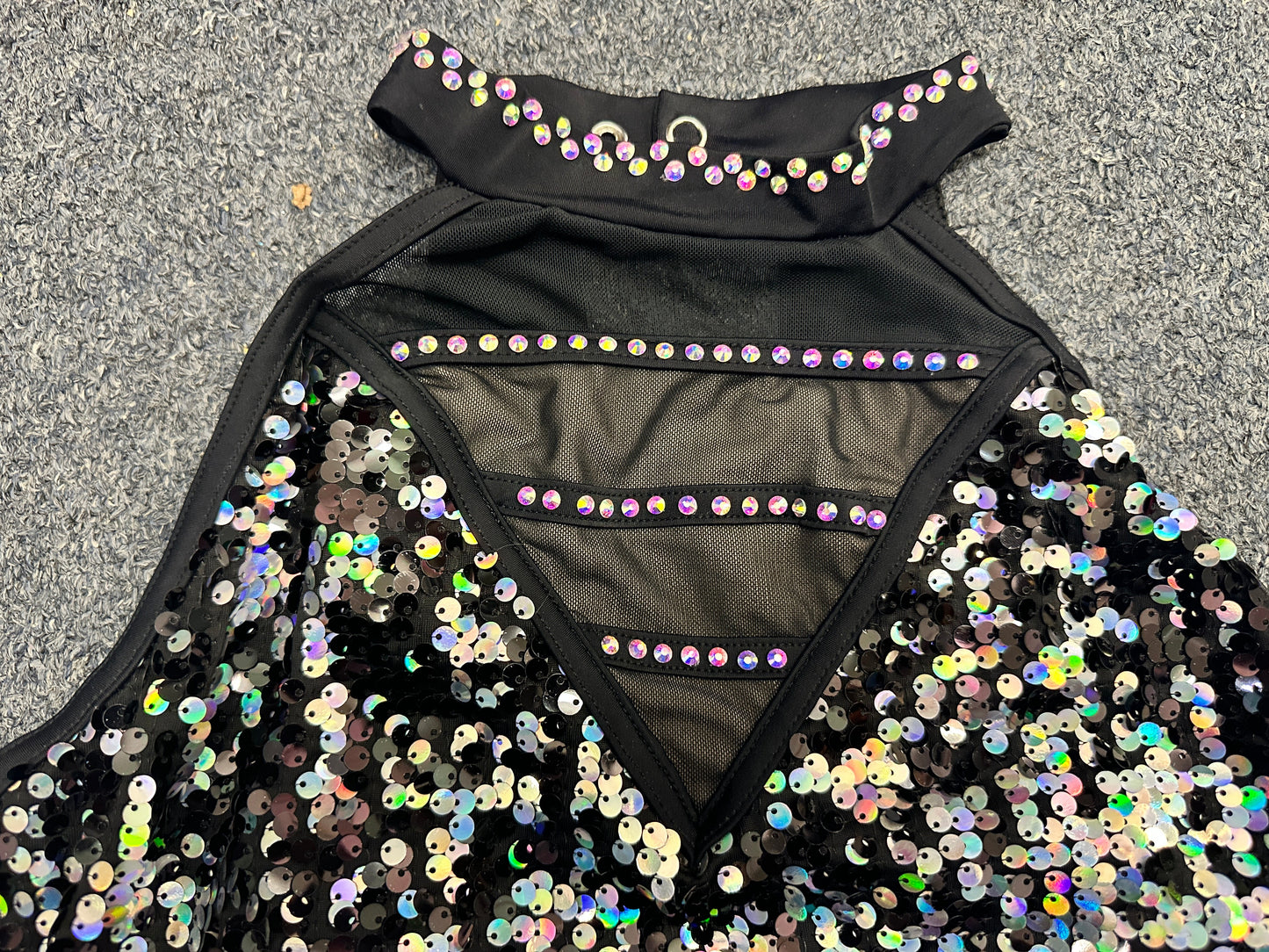 Pre-Owned Crop Top Medium Adult Black Sequins Weissman SQ13201 Costume Jazz Tap