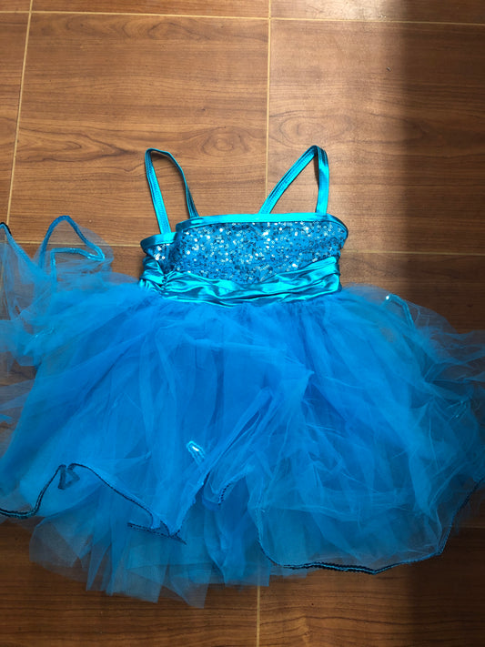 Pre-Owned Costume Small Child Blue Art Stone 5027 Tap Jazz Dress Up Sequin Tutu