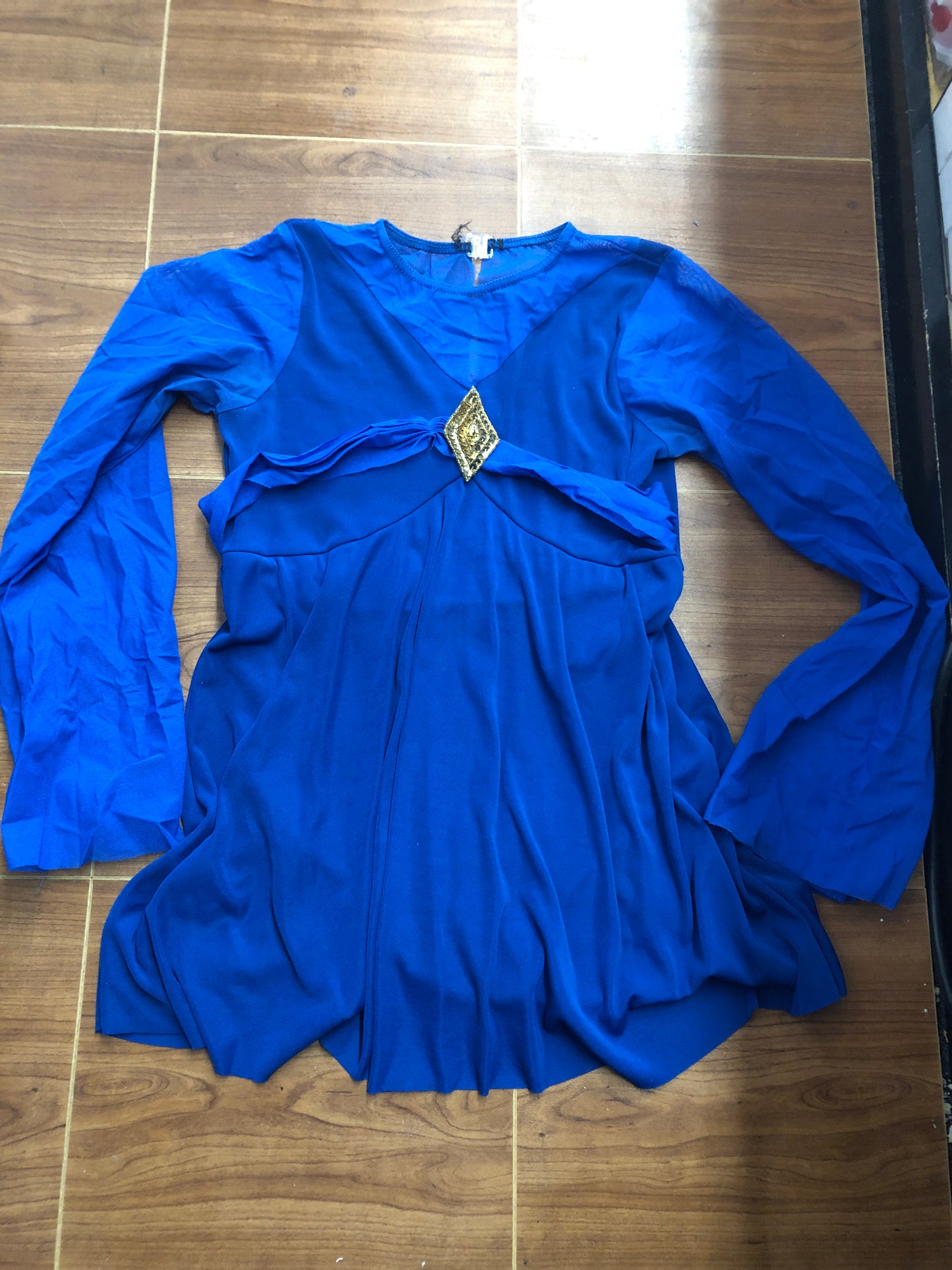 Pre-Owned Costume Large Adult Blue Costume Gallery Lyrical Jazz Flowy Dress Bell Sleeves