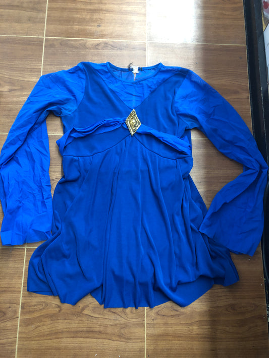 Pre-Owned Costume Large Adult Blue Costume Gallery Lyrical Jazz Flowy Dress Bell Sleeves