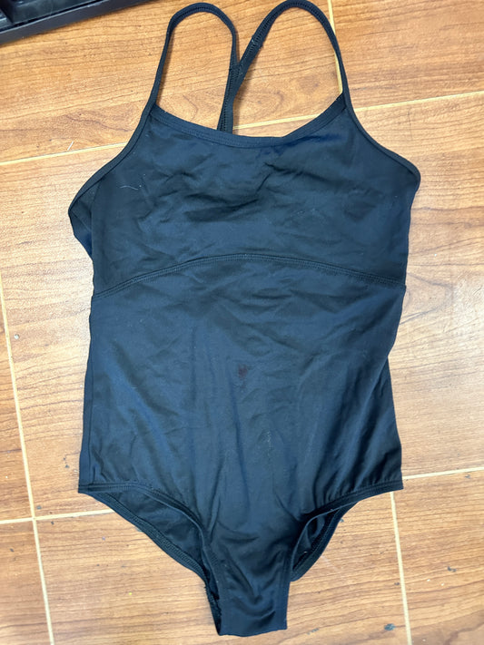 Pre-Owned Leotard All in Motion Medium Child Black Lycra Strappy Ballet Tap Gymnastics