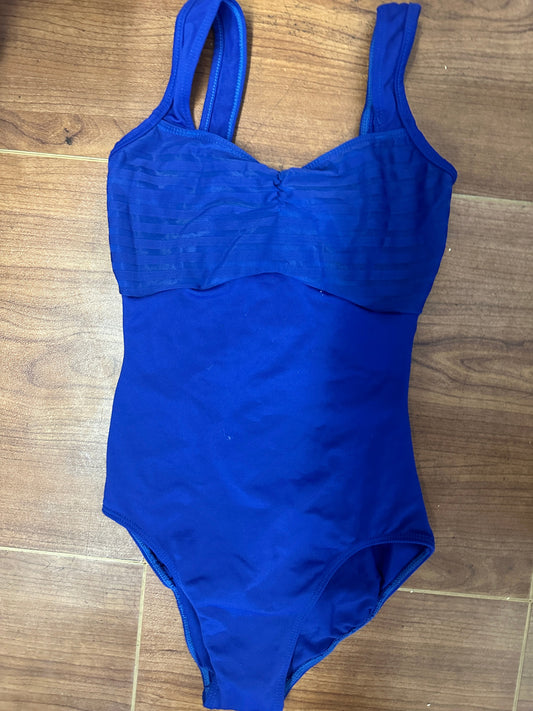 Pre-Owned Leotard Tank with Mesh Inlays Royal Blue Large Child Ballet Tap
