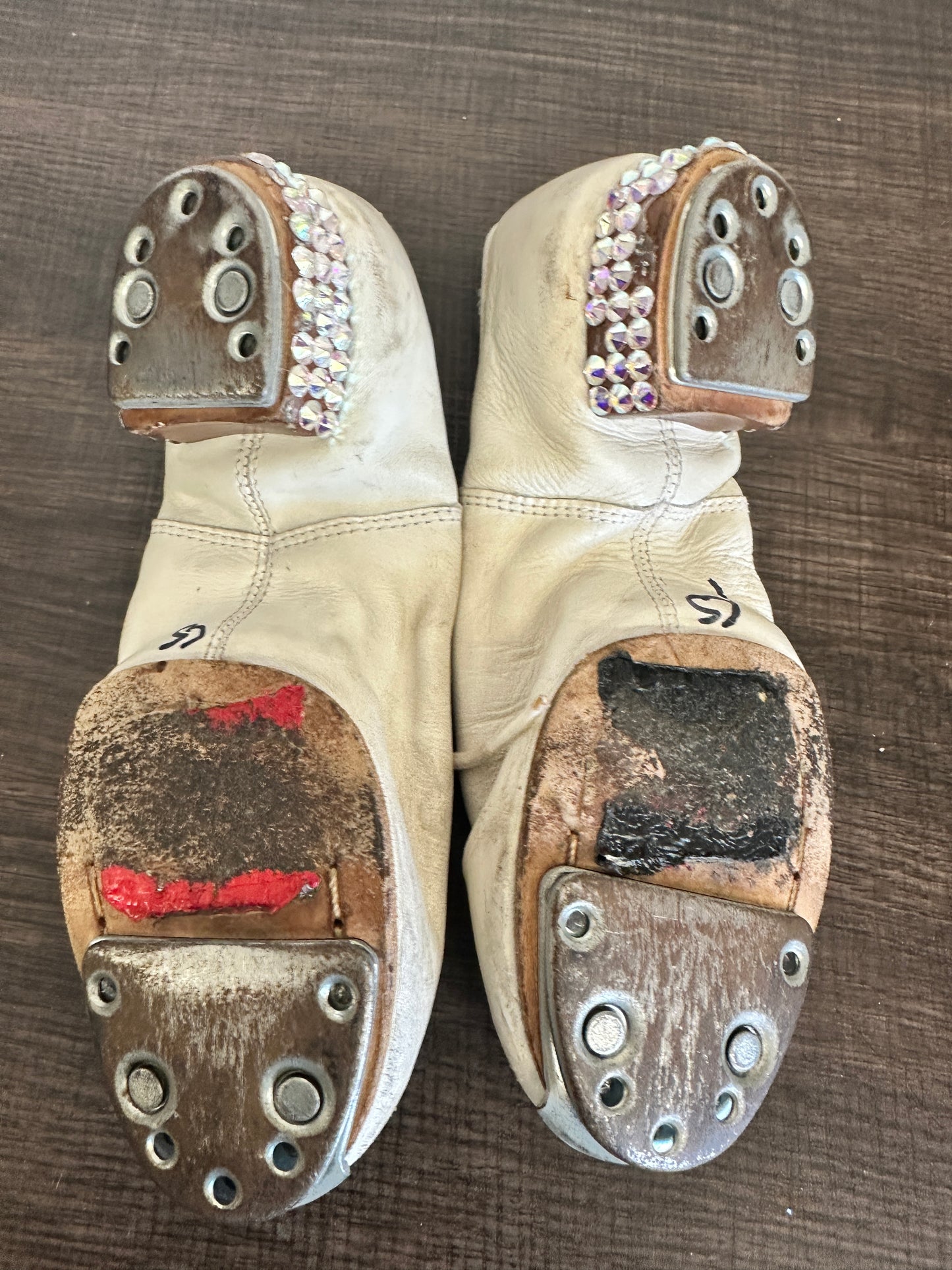Pre-Owned Buck Clogging Shoes Steven Stompers 5.5M White Oxford Split Sole Buck Taps