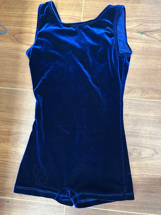Pre-Owned Gymnastics Biketard Medium Child Blue Velvet Acro Tumbling