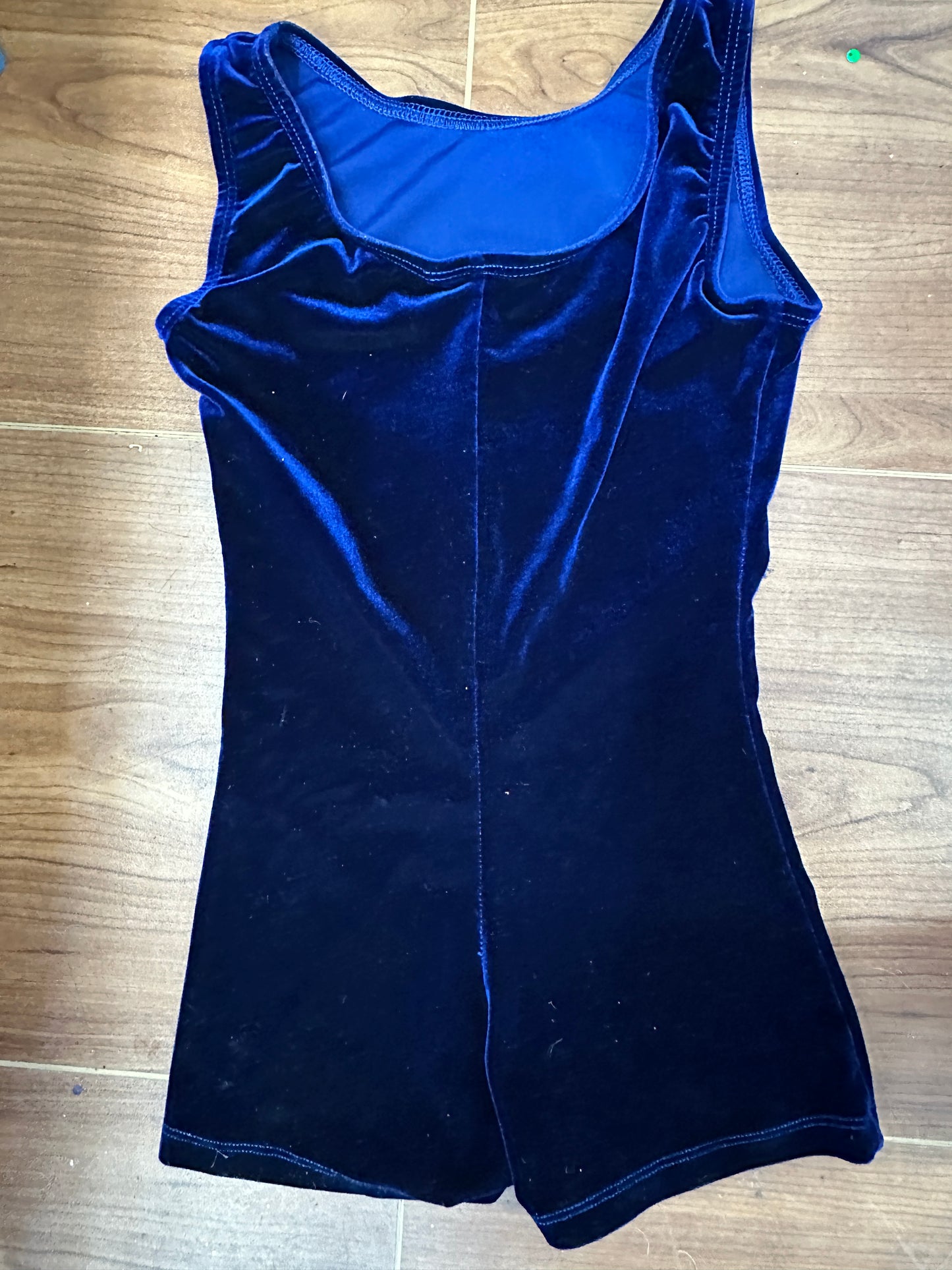 Pre-Owned Gymnastics Biketard Medium Child Blue Velvet Acro Tumbling