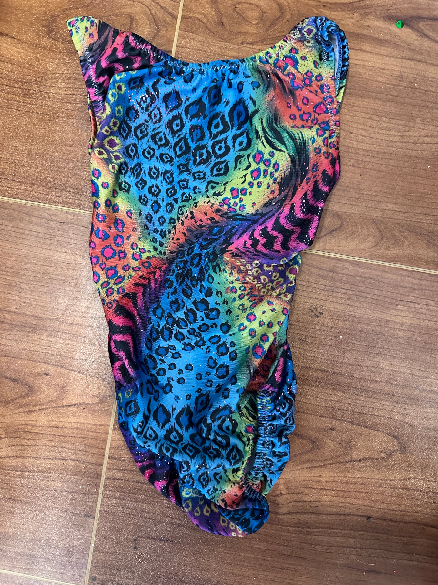 Pre-Owned Gymnastics Leotard Flip Flop Small Child Animal Print Rainbow Acro