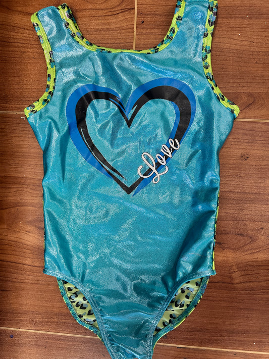 Pre-Owned Gymnastics Destira Heart Love Small Child 6x-7 Cheetah Acro