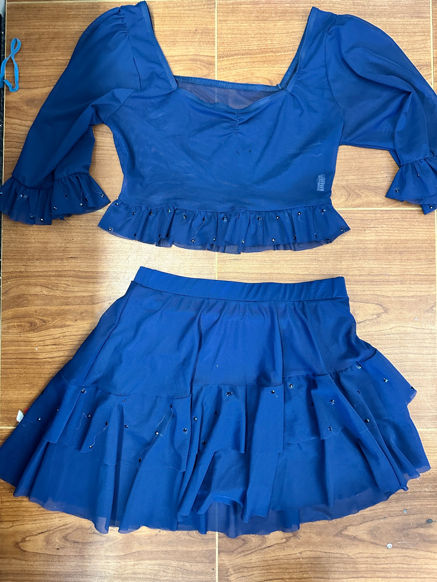 Pre-Owned Costume Small Adult Blue Weissman 17176/17134 Lyrical Contemporary Jazz 2 pc Ruffles