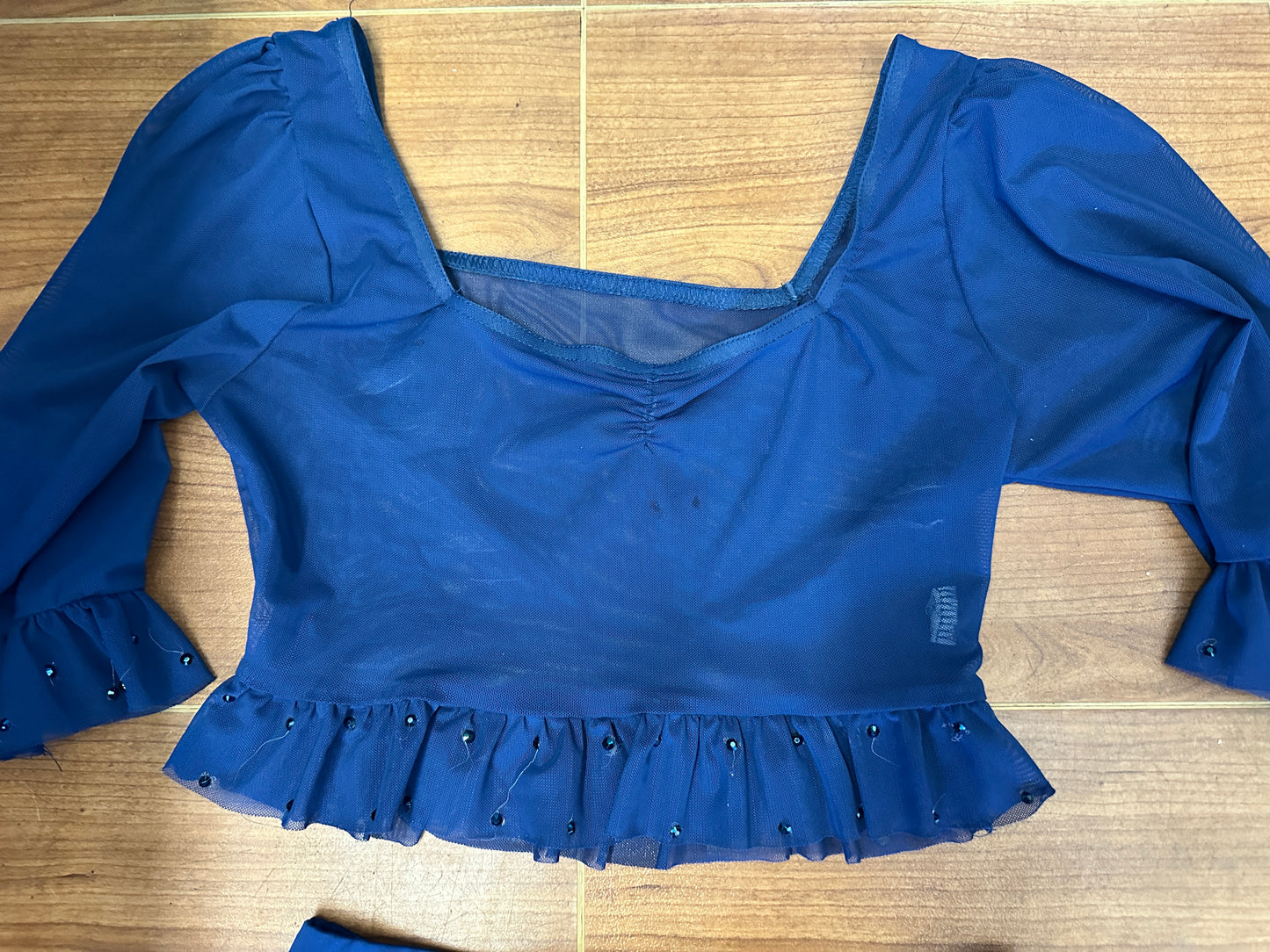 Pre-Owned Costume Small Adult Blue Weissman 17176/17134 Lyrical Contemporary Jazz 2 pc Ruffles