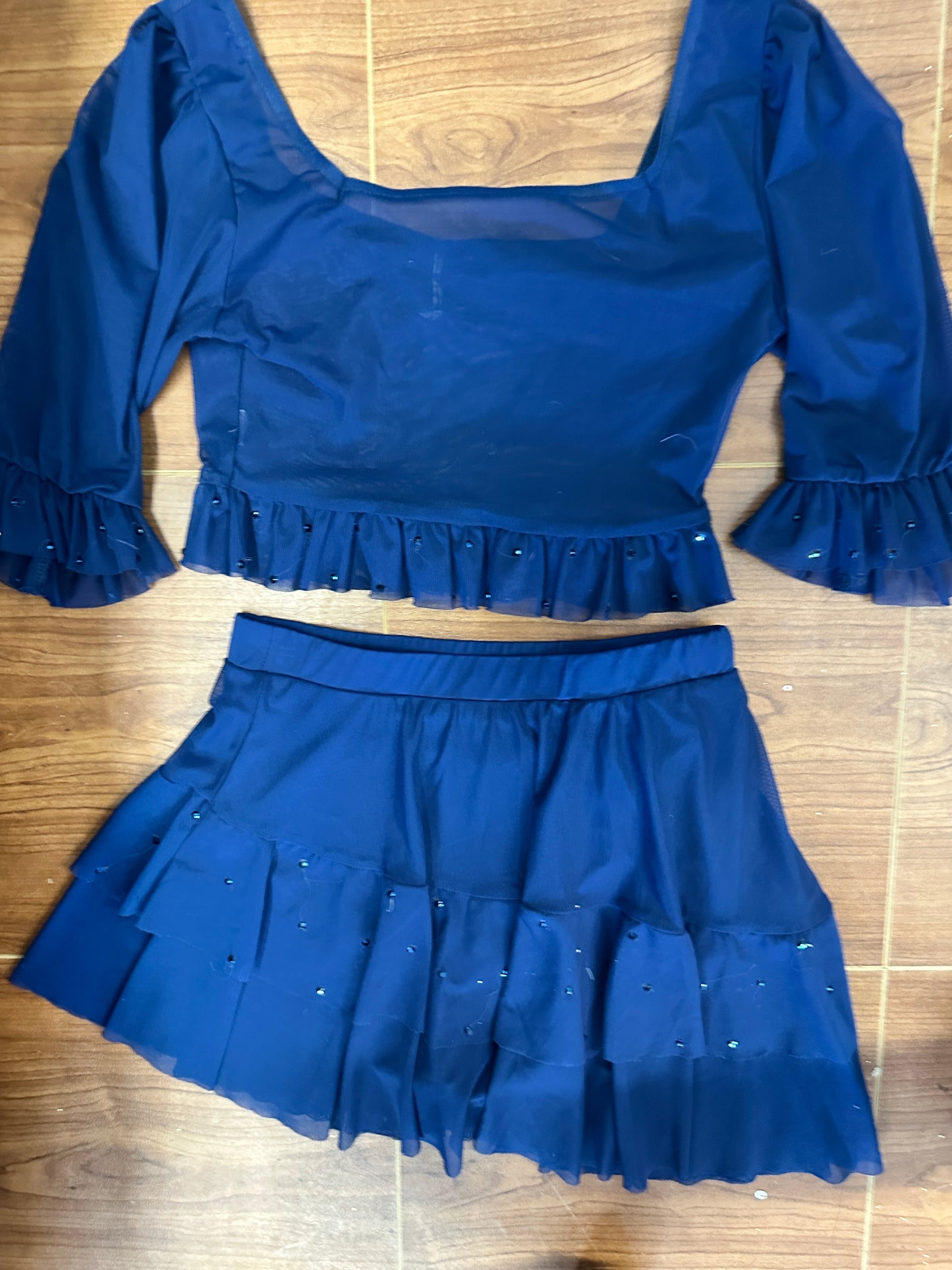 Pre-Owned Costume Small Adult Blue Weissman 17176/17134 Lyrical Contemporary Jazz 2 pc Ruffles