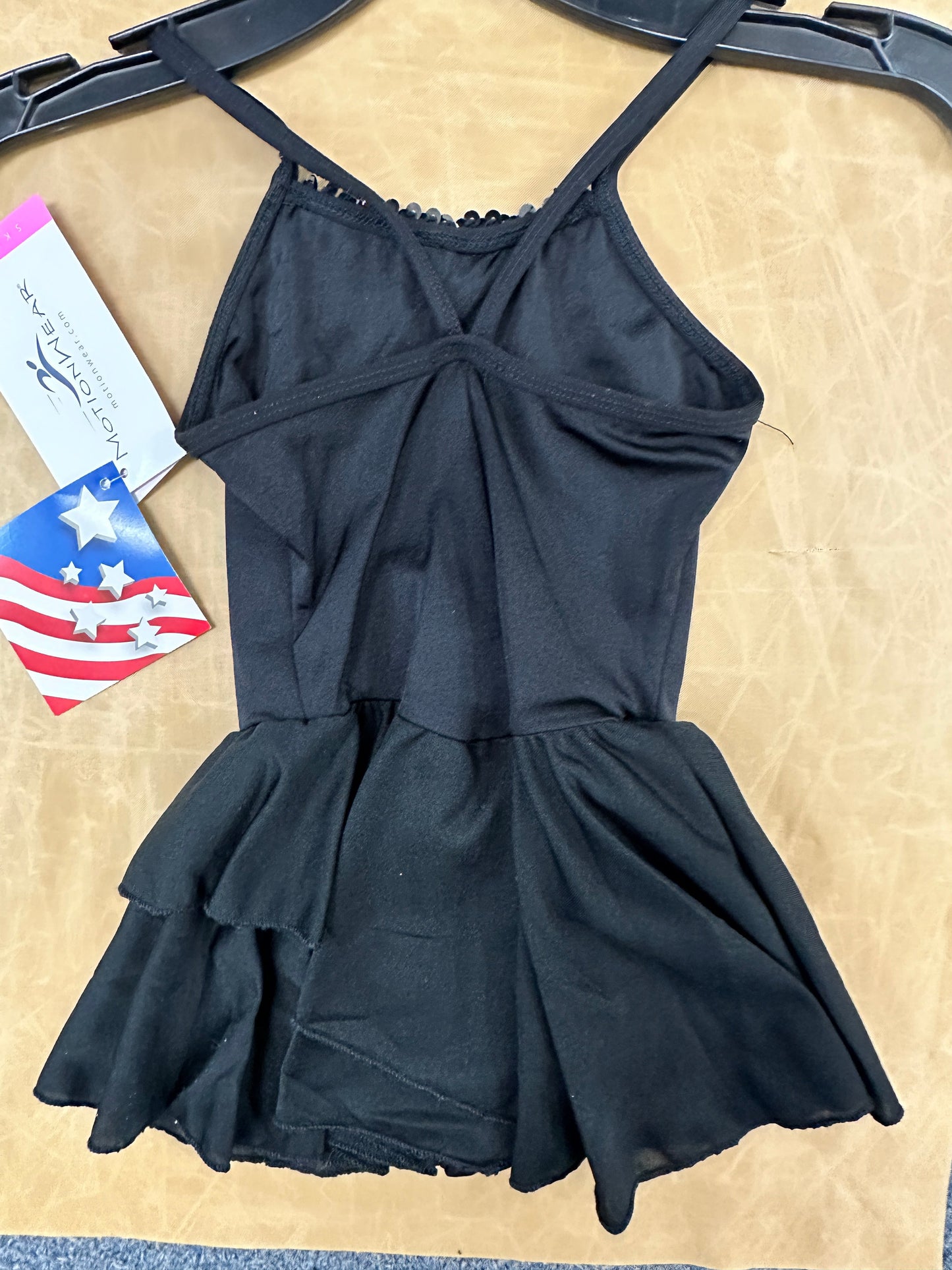 New Closeout Leotard Dress Motionwear Small Child Black Sequin Trim Ballet Tap