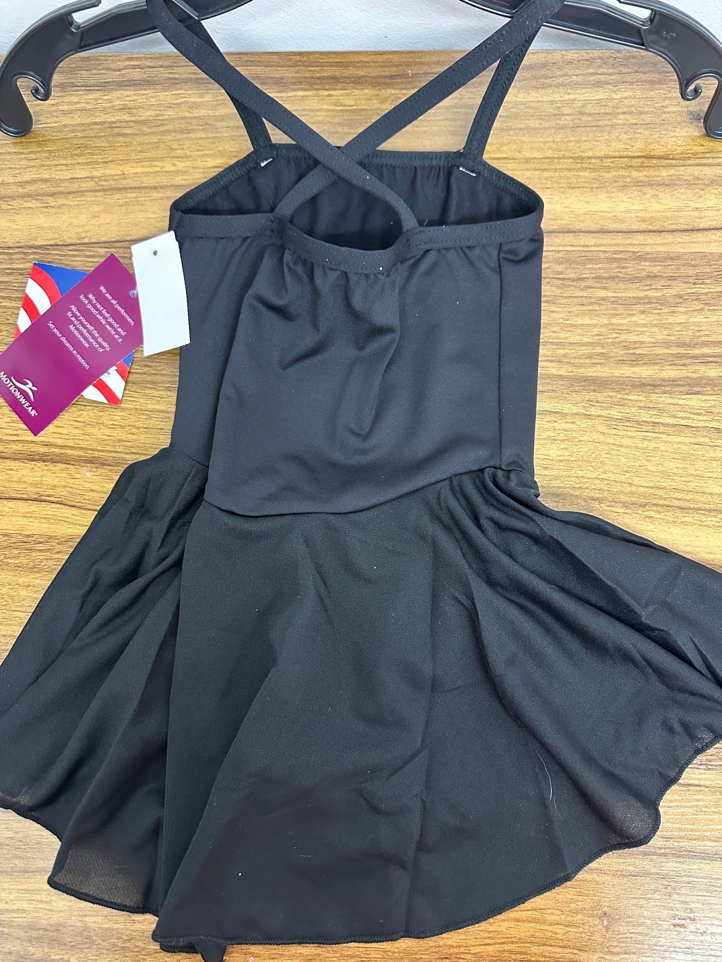 New Closeout Leotard Dress Motionwear 3797 Small Child Black Flower Trim Ballet Tap