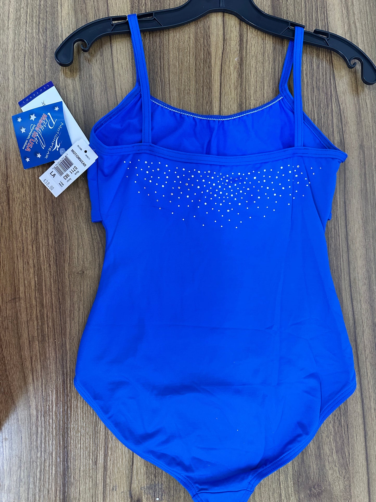 New Closeout Leotard Motionwear 5711 Large Adult Royal Blue Bow and Rhinestones Ballet Modern Jazz