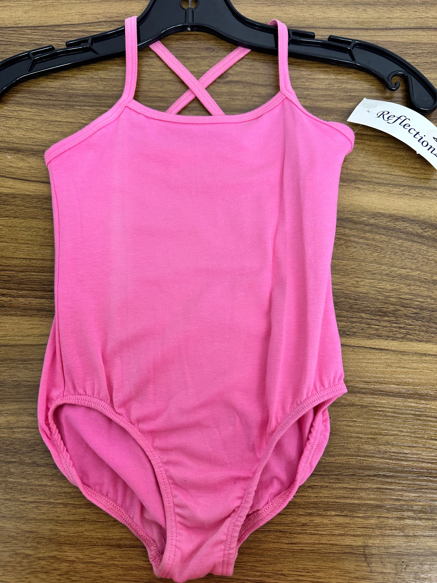 New Closeout Leotard Reflectionz XS Child Pink Camisole Cross Strap Cotton Ballet Tap