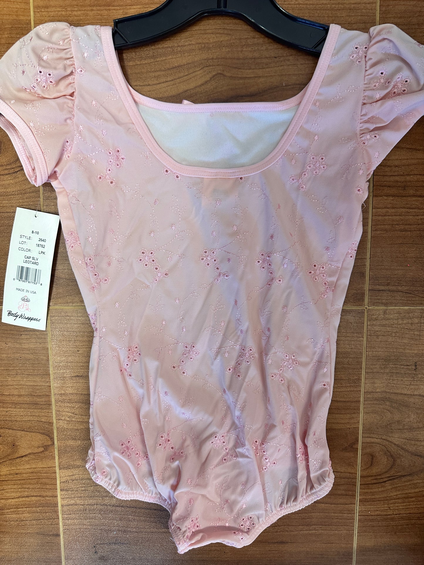 NEW Leotard Body Wrappers Medium Child 8-10 Pink Eyelet Short Sleeve Ballet Tap