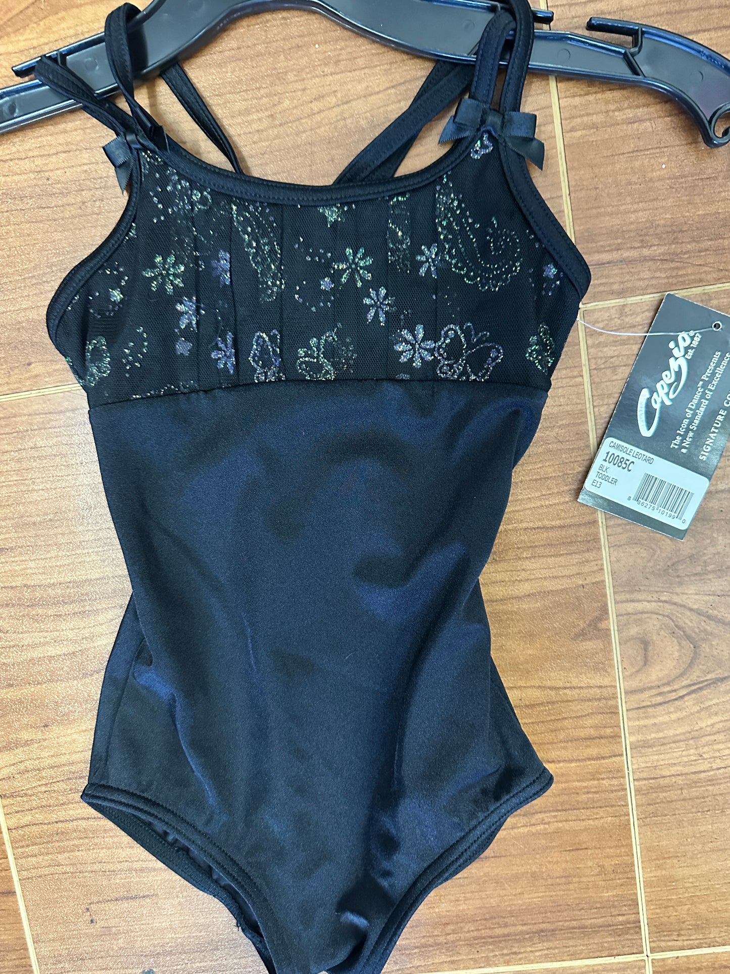 New Closeout Leotard Capezio 10085C Toddler Child 2-3 Black Sparkle Ballet