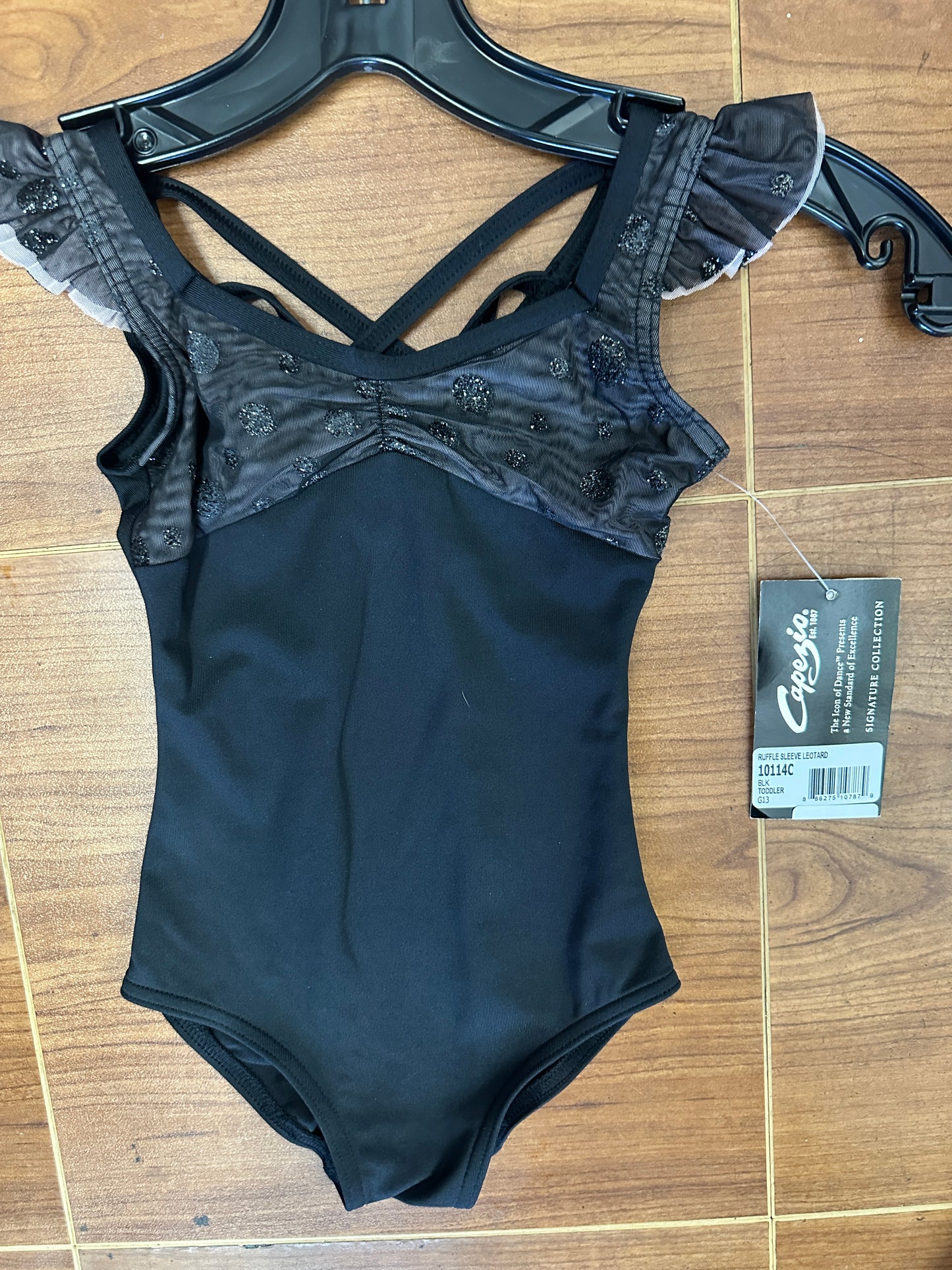 New Closeout Leotard Capezio 10114C Toddler Child 2-3 Black Sparkle Ballet