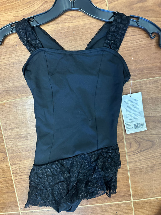 New Closeout Leotard Dress Capezio 10163C Inter Child 6x-7 Black Sparkle Ballet