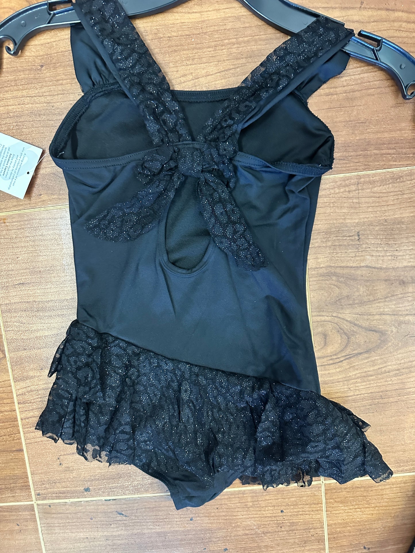 New Closeout Leotard Dress Capezio 10163C Inter Child 6x-7 Black Sparkle Ballet