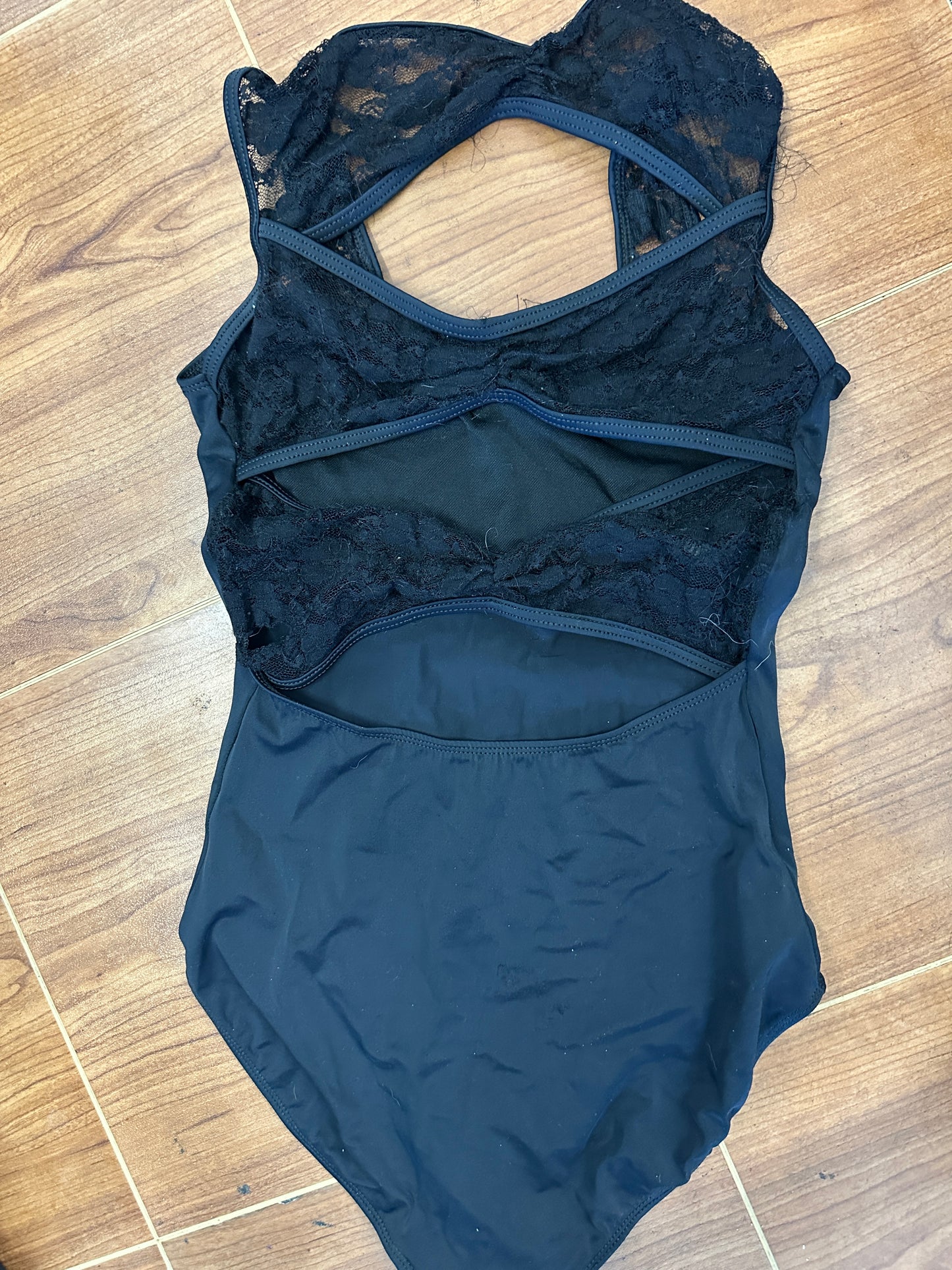 Pre-Owned Leotard Balera MT3901N Medium Adult Black Lace Sweetheart Ballet Jazz