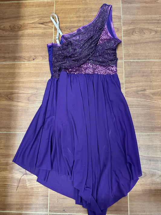 Pre-Owned Costume Medium Adult Purple Curtain Call R1441 Ballet Lyrical Contemporary Glitter Flowy Sequin